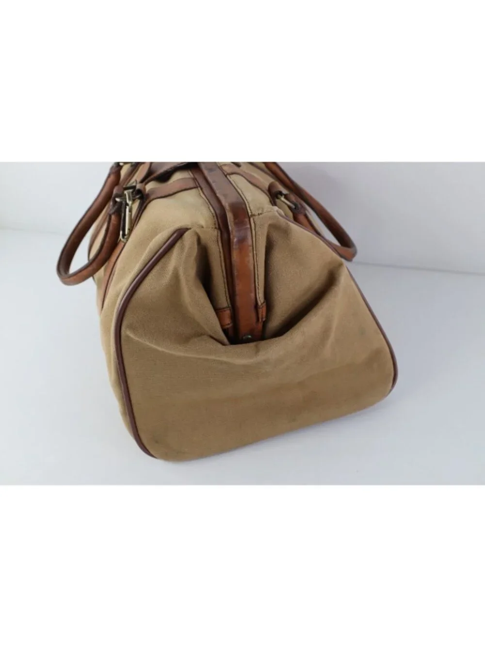 Vintage 90s Streetwear Distressed Canvas Leather Handled Pull Open Doctors Bag